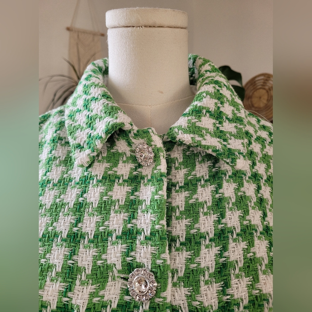 Esqualo Green Houndstooth Women's Jacket - Picture 3 of 8